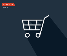 flat shopping cart icon, logo design vector illustration