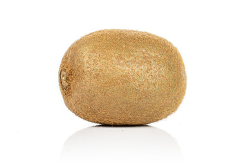 Fototapeta premium One whole exotic brown kiwi isolated on white background