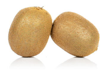 Fototapeta premium Group of two whole exotic brown kiwi isolated on white background