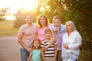Fototapeta premium Portrait of big family in park