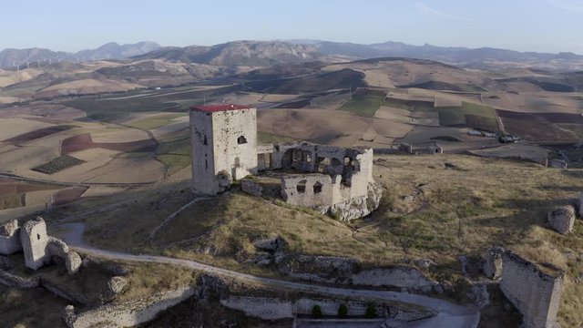 Ancient ruins of a castle in a mountain in South of Spain.