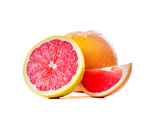 Fresh grapefruit on white background