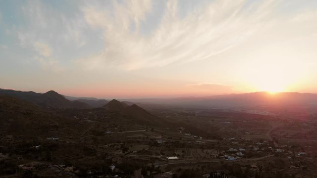 Aerial shot from Moj&aacute;car, Almeria towards the mountains.