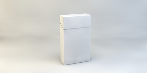 3d render illustration cigarettes box mock up isolated on white background