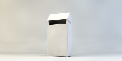 3d render illustration cigarettes box mock up isolated on white background