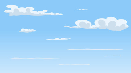 Landscape blue sky and white clouds on sunny day.Sky and cloud background.cartoon sky concetp.Vector illustration