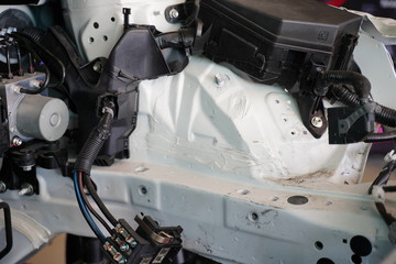 Inside modern car's chassis detail