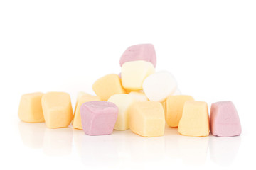 Lot of whole soft pastel candy heap isolated on white background