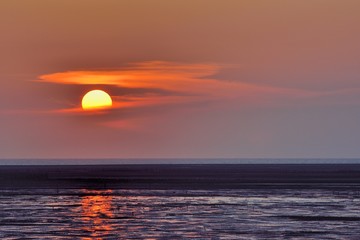 The sunset in Hsinchu, Taiwan, the seaside style.