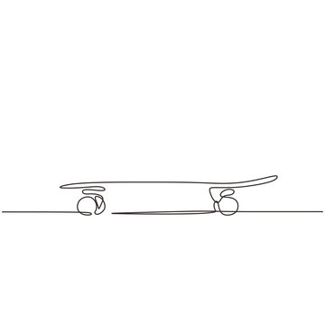 recommend clip art: Continuous one line drawing of skateboard minimalism design vector illustration. Simplicity and minimalist hand drawn sketch lineart.