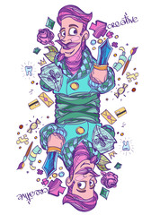 Jack of clubs. Playing card suit in style pastel goth.