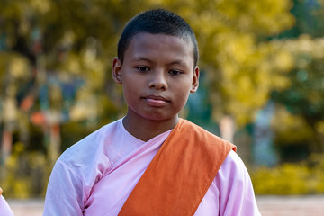 Portrait of a young Buddhist Monk in Lumbini, Nepal