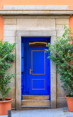 Fototapeta na wymiar Details of an ornate door in the center of Madrid, Spain