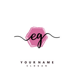 Obraz premium EG Initial handwriting logo vector 