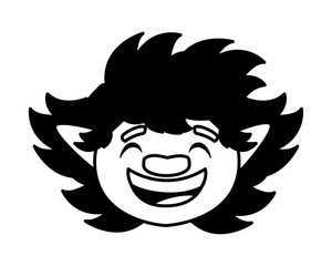 head of cute elf on white background