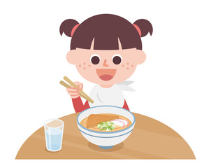 Girl eating udon