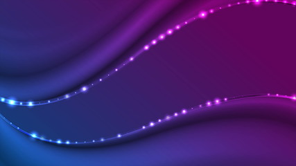 Neon led lights blue violet abstract waves background