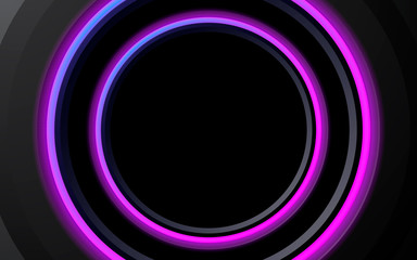 Abstract neon circle of luminous purple background