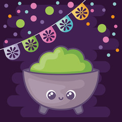 guacamole kawaii with colorful background