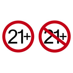 Age restriction symbol. Twenty one plus. Abstract concept, icon. Vector illustration on white background.