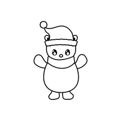 cute polar bear with hat and scarf on white background