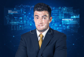 Face detection and recognition. Computer vision and artificial intelligence concept.