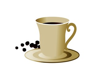 cup of coffee with beans 