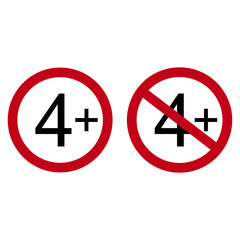 Age restriction symbol. Four one plus. Abstract concept, icon. Vector illustration on white background.