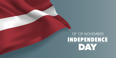 Latvia independence day greeting card, banner with template text vector illustration