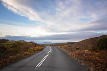 Fototapeta na wymiar Scenic landscape view of Icelanding road and beatuiful areal view of the nature
