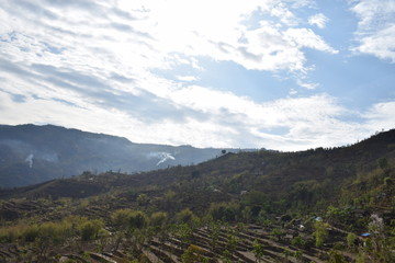 Naklejka premium Beautiful hill and rural village landscaping and beauty of nature east nepal