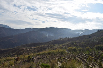 Naklejka premium Beautiful hill and rural village landscaping and beauty of nature east nepal