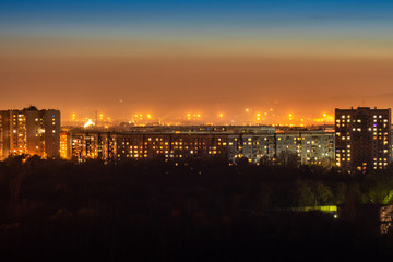 view of the night city of Novokuznetsk