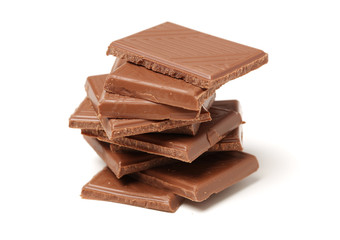 stack of chocolate on white background