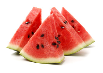 Slices of watermelon isolated on white background