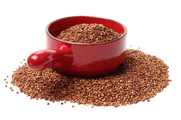 Sorgo seed (Sorghum Moench) on white background