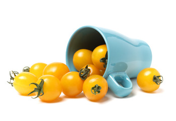 cherry tomatoes on white background 