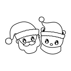 head of santa claus and polar bear on white background