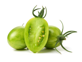 Green tomatoes on white background