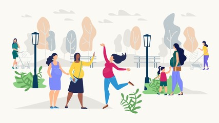 Pregnant Woman Active Lifestyle Vector Concept