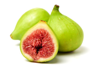 Ripe figs on a white background