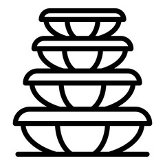 Plastic food containers icon. Outline plastic food containers vector icon for web design isolated on white background