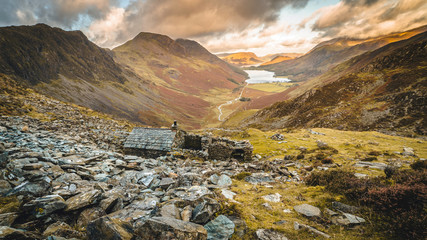 A view of Buttermere from Warnscale Bothy in the Lake District, England - obrazy, fototapety, plakaty