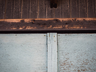 Abstract and closeup of old and dirty brown and white wooden wall texture and background with horizontal and vertical striped pattern.
