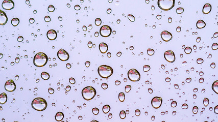 water or rain droplets on glass window. selective focus. narrow depth of field