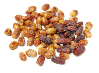 medjool dates on white background