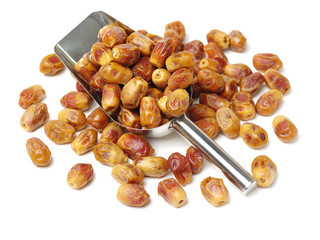 medjool dates on white background