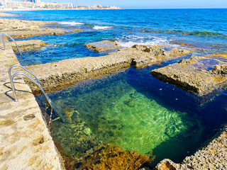View of the Roman Baths in Malta. Sliema.