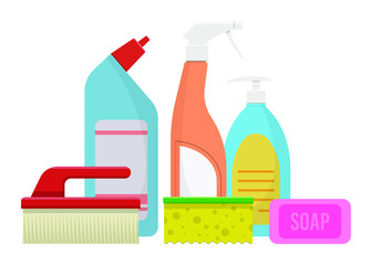 House cleaning supplies vector design illustration isolated on white background