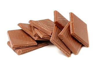stack of chocolate on white background